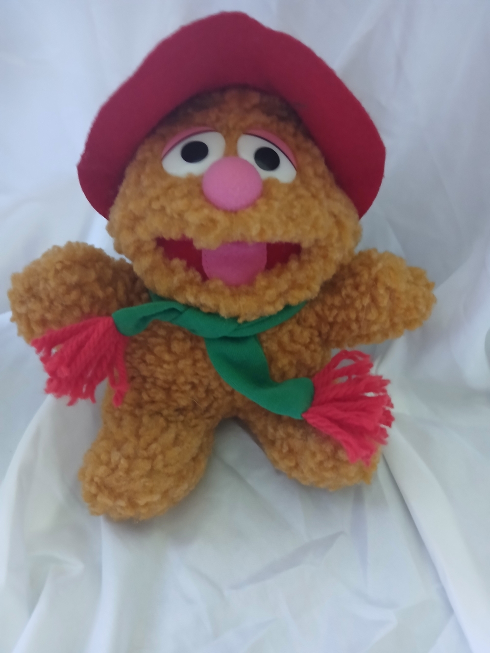 Vintage 1987 Christmas Baby Fozzie Bear Plush 7" Stuffed Plush Doll The Muppets